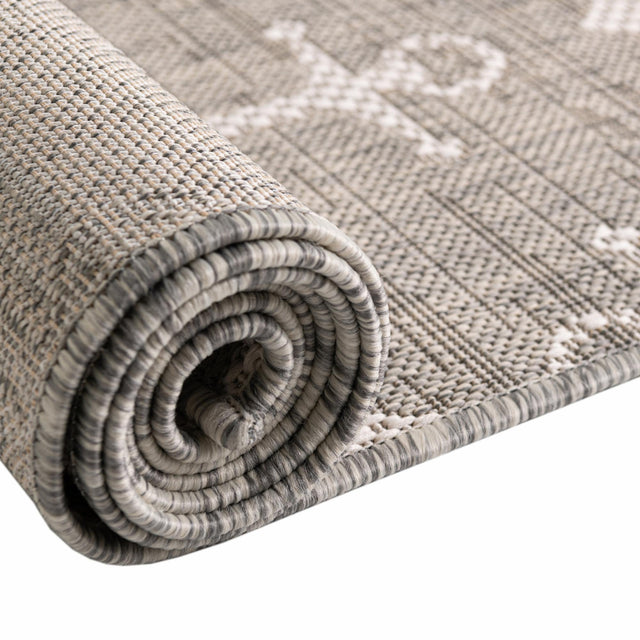 Gray 5' 3 x 8' Outdoor Coastal Oval Area Rug Weather Resistant for Patio, Deck, Terrace, Balcony, Porch 100% Polypropylene Coastal Decor Carpet for Sale at Rug Engine