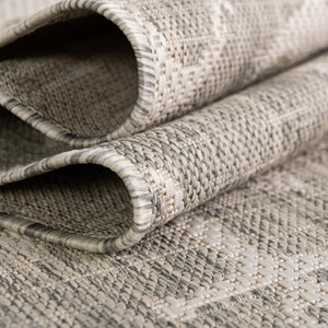 Gray 5' 3 x 8' Outdoor Coastal Oval Area Rug Weather Resistant for Patio, Deck, Terrace, Balcony, Porch 100% Polypropylene Coastal Decor Carpet for Sale at Rug Engine