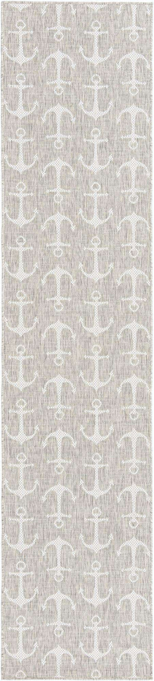 Gray 2' 7 x 12' Outdoor Coastal Runner Area Rug Weather Resistant for Patio, Deck, Terrace, Balcony, Porch 100% Polypropylene Coastal Decor Carpet for Sale at Rug Engine