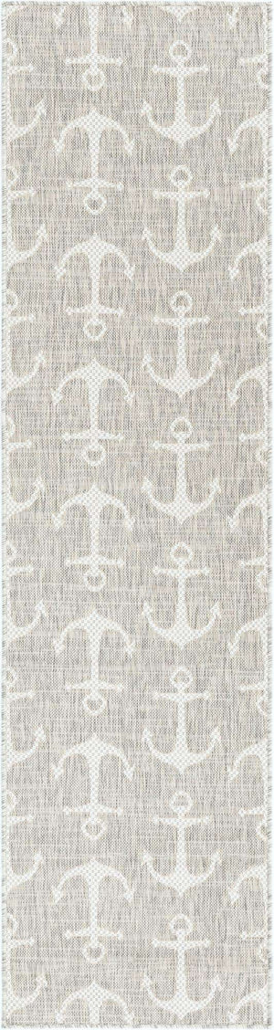 Gray 2' x 8' Outdoor Coastal Runner Area Rug Weather Resistant for Patio, Deck, Terrace, Balcony, Porch 100% Polypropylene Coastal Decor Carpet for Sale at Rug Engine