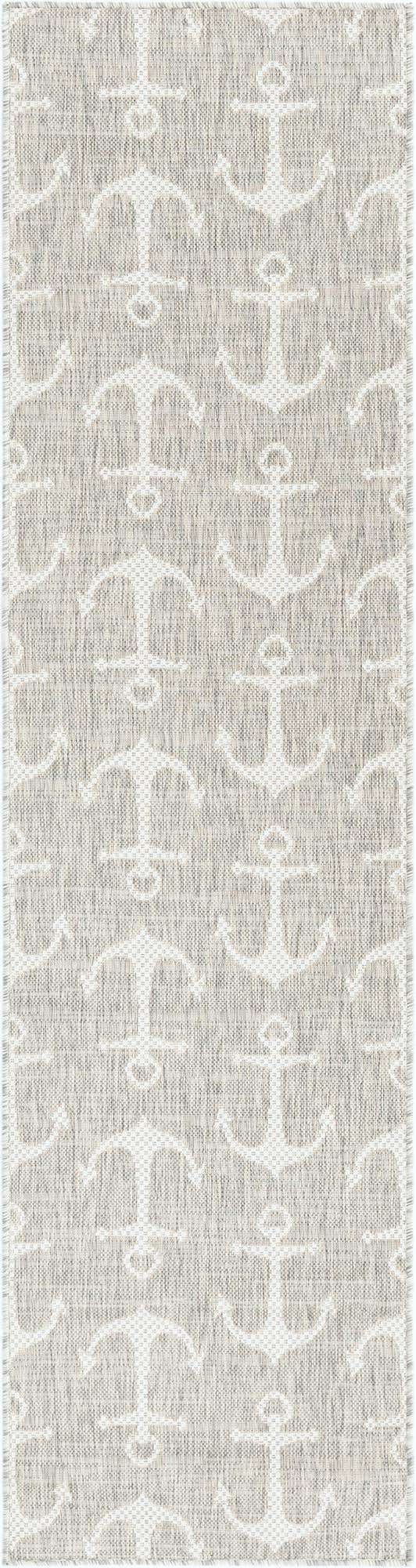 Gray 2' x 8' Outdoor Coastal Runner Area Rug Weather Resistant for Patio, Deck, Terrace, Balcony, Porch 100% Polypropylene Coastal Decor Carpet for Sale at Rug Engine