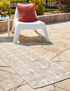 Gray 2' x 8' Outdoor Coastal Runner Area Rug Weather Resistant for Patio, Deck, Terrace, Balcony, Porch 100% Polypropylene Coastal Decor Carpet for Sale at Rug Engine