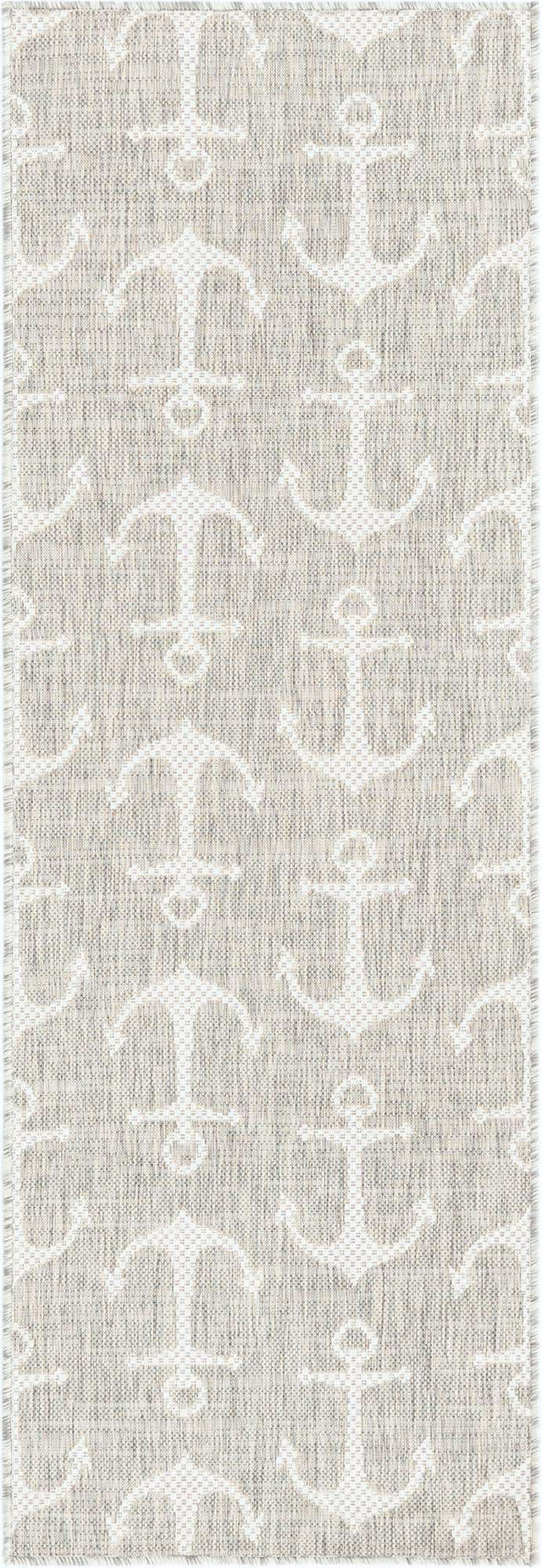 Gray 2' x 6' 1 Outdoor Coastal Runner Area Rug Weather Resistant for Patio, Deck, Terrace, Balcony, Porch 100% Polypropylene Coastal Decor Carpet for Sale at Rug Engine