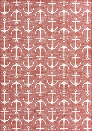 Rust Red 10' x 14' 1 Outdoor Coastal Rectangle Area Rug Weather Resistant for Patio, Deck, Terrace, Balcony, Porch 100% Polypropylene Coastal Decor Carpet for Sale at Rug Engine