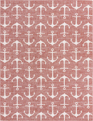 Rust Red 10' x 13' 1 Outdoor Coastal Rectangle Area Rug Weather Resistant for Patio, Deck, Terrace, Balcony, Porch 100% Polypropylene Coastal Decor Carpet for Sale at Rug Engine