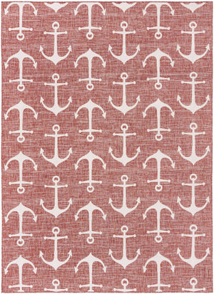 Rust Red 7' 10 x 11' Outdoor Coastal Rectangle Area Rug Weather Resistant for Patio, Deck, Terrace, Balcony, Porch 100% Polypropylene Coastal Decor Carpet for Sale at Rug Engine