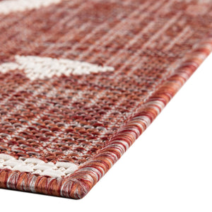 Rust Red 3' 1 x 5' 3 Outdoor Coastal Rectangle Area Rug Weather Resistant for Patio, Deck, Terrace, Balcony, Porch 100% Polypropylene Coastal Decor Carpet for Sale at Rug Engine