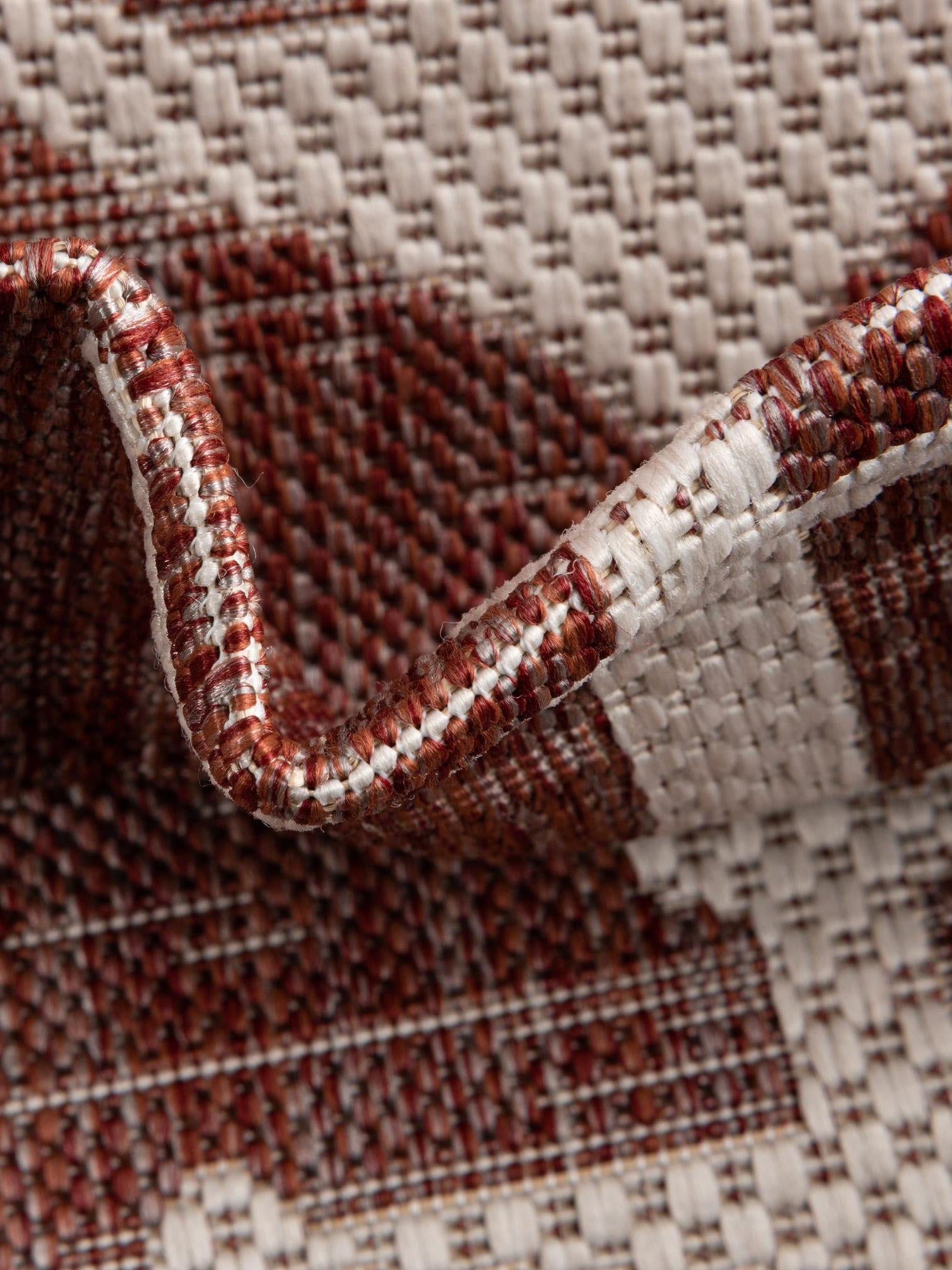 Rust Red 3' 1 x 5' 3 Outdoor Coastal Rectangle Area Rug Weather Resistant for Patio, Deck, Terrace, Balcony, Porch 100% Polypropylene Coastal Decor Carpet for Sale at Rug Engine