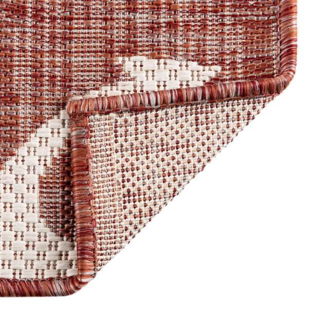 Rust Red 4' 1 x 6' 1 Outdoor Coastal Rectangle Area Rug Weather Resistant for Patio, Deck, Terrace, Balcony, Porch 100% Polypropylene Coastal Decor Carpet for Sale at Rug Engine