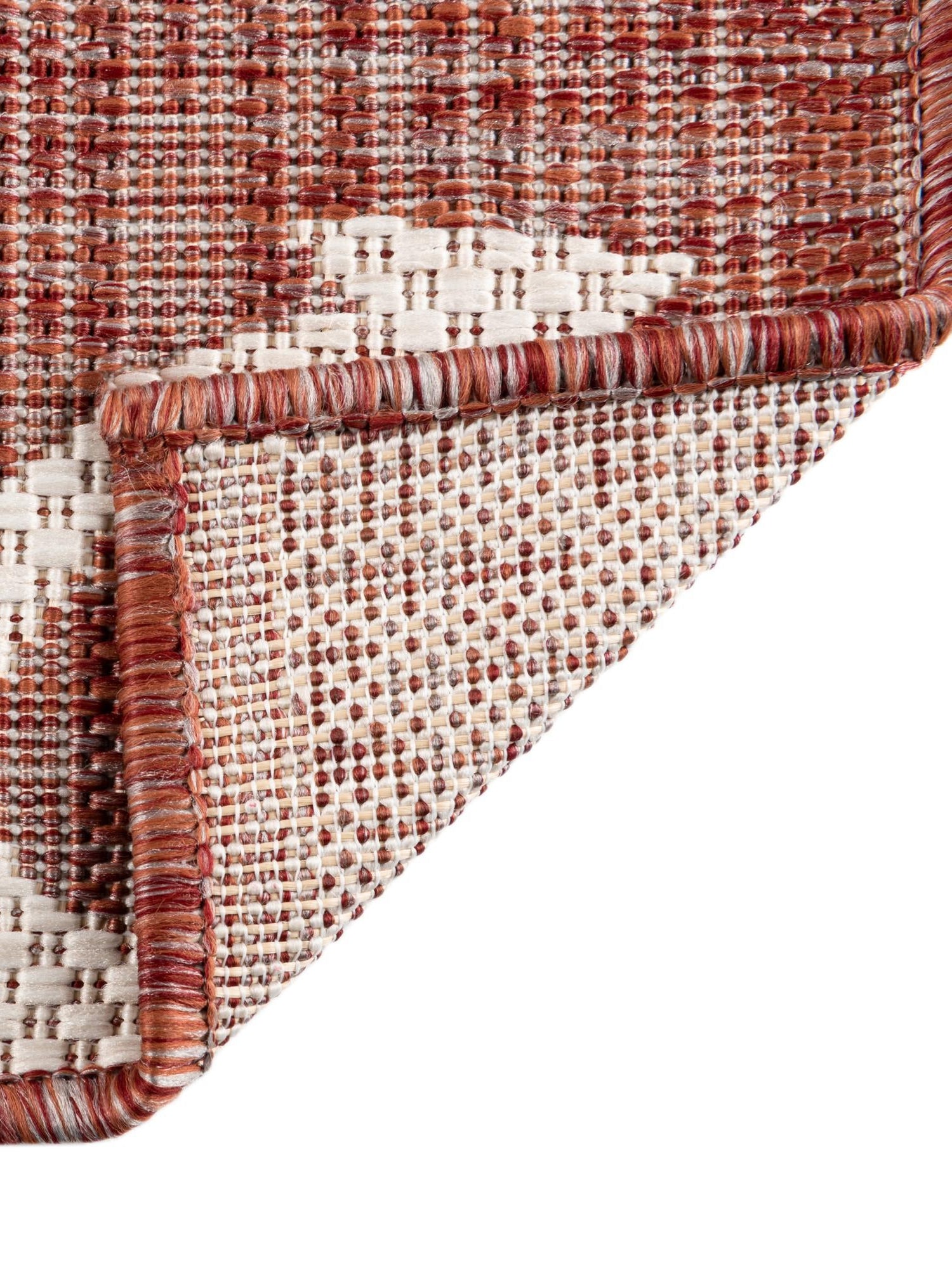 Rust Red 3' 1 x 5' 3 Outdoor Coastal Rectangle Area Rug Weather Resistant for Patio, Deck, Terrace, Balcony, Porch 100% Polypropylene Coastal Decor Carpet for Sale at Rug Engine