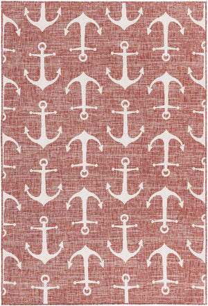 Rust Red 5' 3 x 8' Outdoor Coastal Rectangle Area Rug Weather Resistant for Patio, Deck, Terrace, Balcony, Porch 100% Polypropylene Coastal Decor Carpet for Sale at Rug Engine