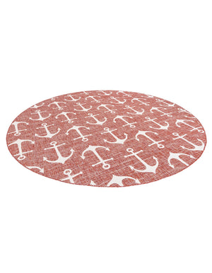 Rust Red 10' x 10' Outdoor Coastal Round Area Rug Weather Resistant for Patio, Deck, Terrace, Balcony, Porch 100% Polypropylene Coastal Decor Carpet for Sale at Rug Engine
