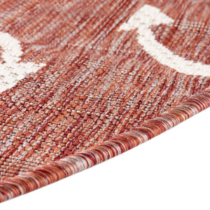 Rust Red 4' 1 x 4' 1 Outdoor Coastal Round Area Rug Weather Resistant for Patio, Deck, Terrace, Balcony, Porch 100% Polypropylene Coastal Decor Carpet for Sale at Rug Engine