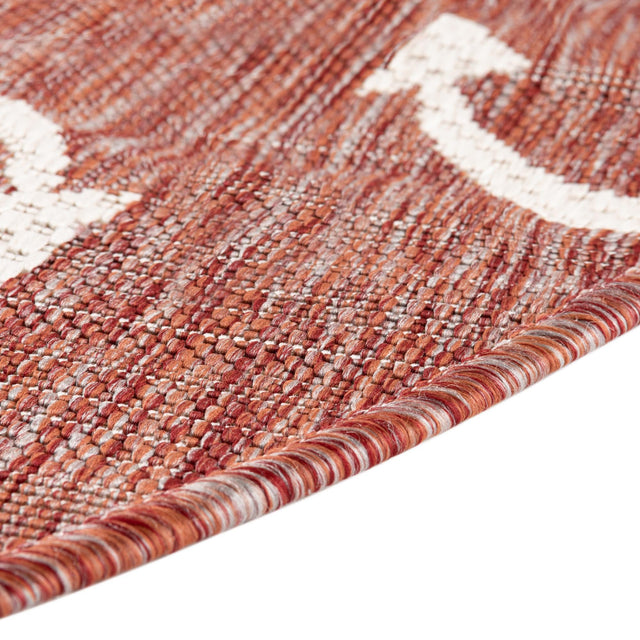 Rust Red 5' 3 x 5' 3 Outdoor Coastal Round Area Rug Weather Resistant for Patio, Deck, Terrace, Balcony, Porch 100% Polypropylene Coastal Decor Carpet for Sale at Rug Engine