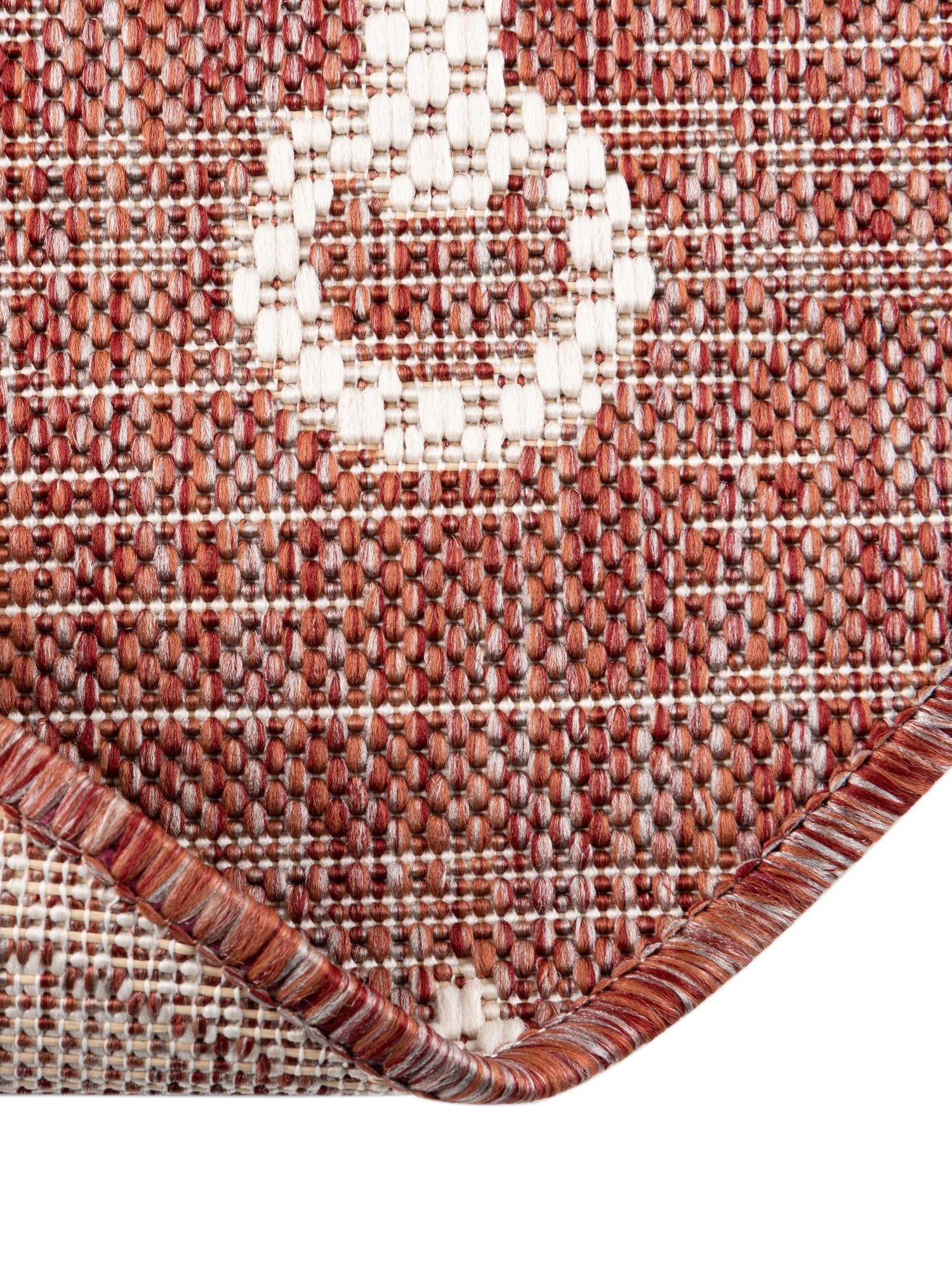 Rust Red 3' 1 x 3' 1 Outdoor Coastal Round Area Rug Weather Resistant for Patio, Deck, Terrace, Balcony, Porch 100% Polypropylene Coastal Decor Carpet for Sale at Rug Engine