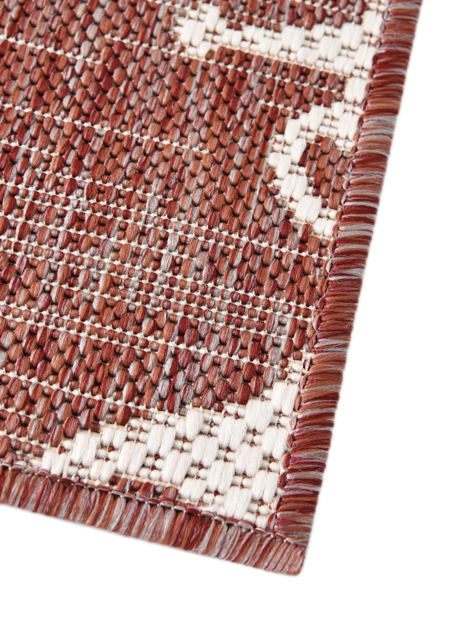 Rust Red 7' 10 x 7' 10 Outdoor Coastal Square Area Rug Weather Resistant for Patio, Deck, Terrace, Balcony, Porch 100% Polypropylene Coastal Decor Carpet for Sale at Rug Engine