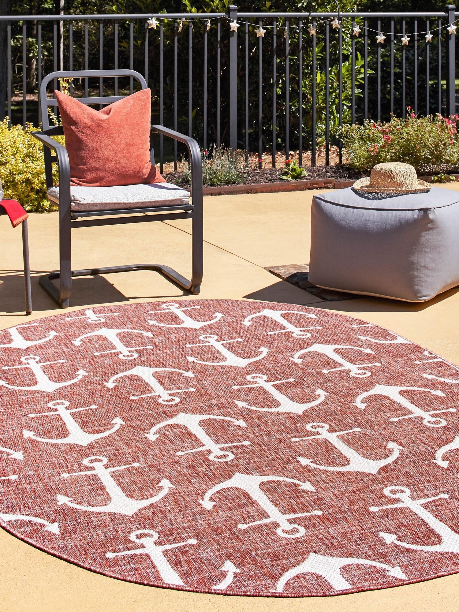 Rust Red 3' 1 x 5' 3 Outdoor Coastal Oval Area Rug Weather Resistant for Patio, Deck, Terrace, Balcony, Porch 100% Polypropylene Coastal Decor Carpet for Sale at Rug Engine