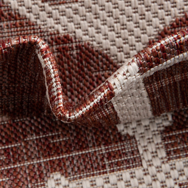 Rust Red 5' 3 x 8' Outdoor Coastal Oval Rug