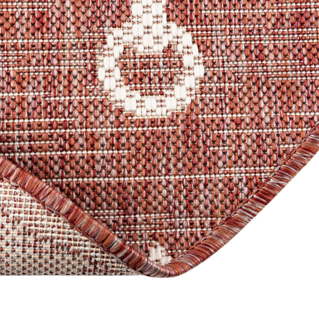 Rust Red 5' 3 x 8' Outdoor Coastal Oval Rug