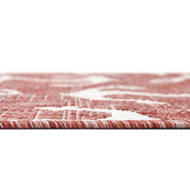 Rust Red 5' 3 x 5' 3 Outdoor Coastal Octagon Area Rug Weather Resistant for Patio, Deck, Terrace, Balcony, Porch 100% Polypropylene Coastal Decor Carpet for Sale at Rug Engine