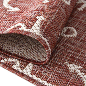 Rust Red 5' 3 x 5' 3 Outdoor Coastal Octagon Area Rug Weather Resistant for Patio, Deck, Terrace, Balcony, Porch 100% Polypropylene Coastal Decor Carpet for Sale at Rug Engine