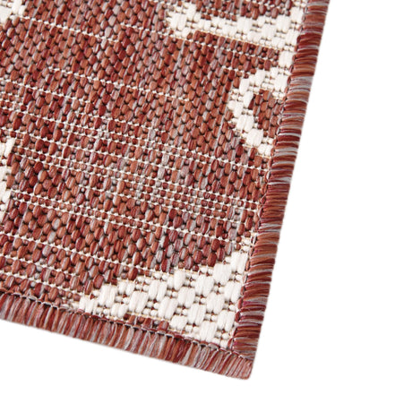 Rust Red 5' 3 x 5' 3 Outdoor Coastal Octagon Area Rug Weather Resistant for Patio, Deck, Terrace, Balcony, Porch 100% Polypropylene Coastal Decor Carpet for Sale at Rug Engine
