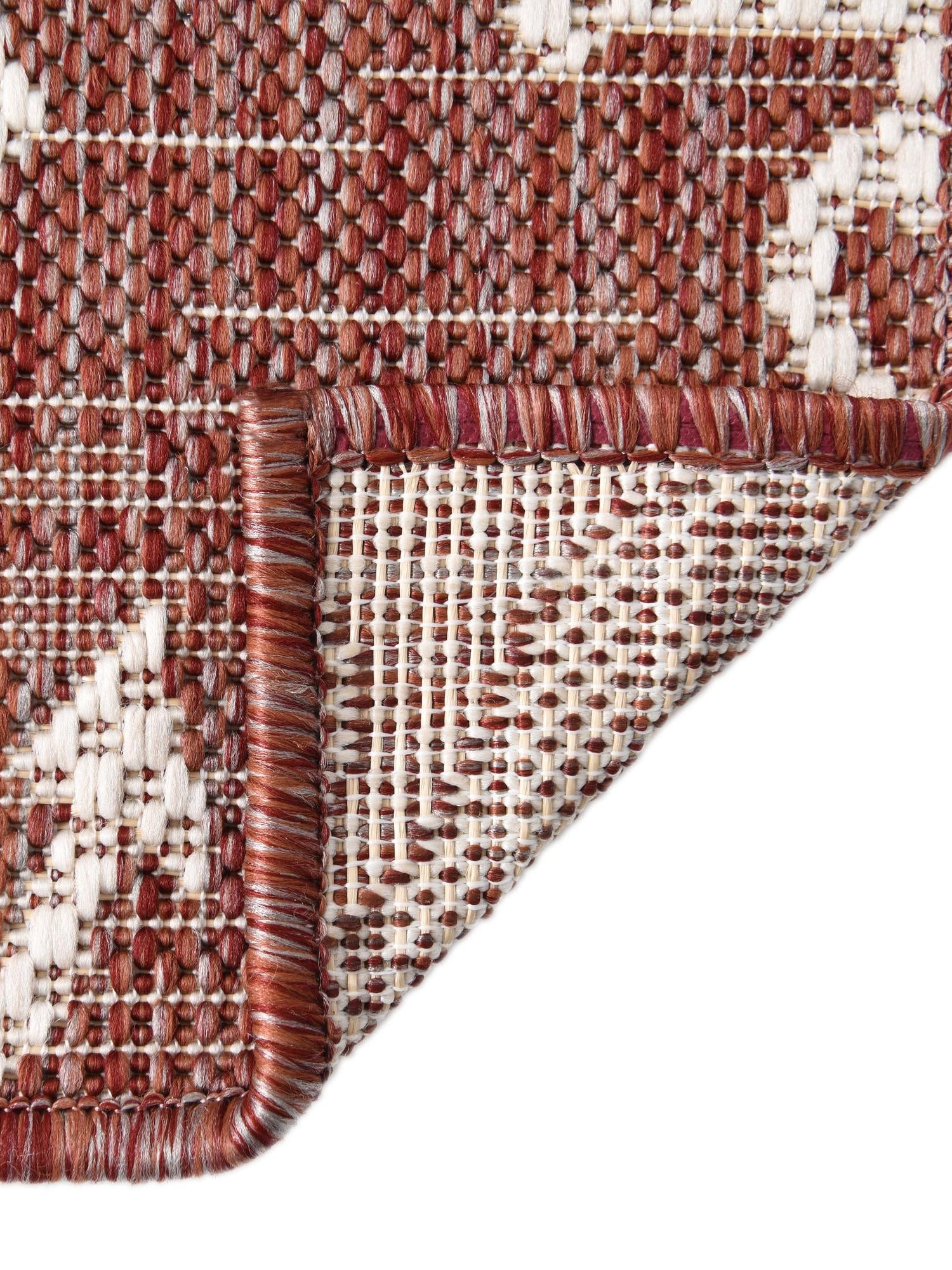 Rust Red 2' x 6' 1 Outdoor Coastal Runner Area Rug Weather Resistant for Patio, Deck, Terrace, Balcony, Porch 100% Polypropylene Coastal Decor Carpet for Sale at Rug Engine