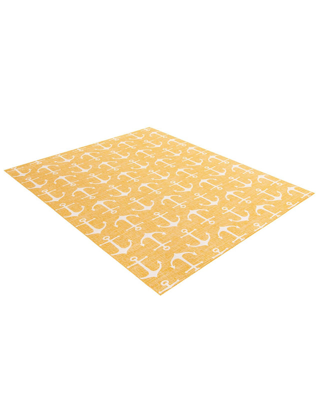 Yellow 10' x 14' 1 Outdoor Coastal Rectangle Area Rug Weather Resistant for Patio, Deck, Terrace, Balcony, Porch 100% Polypropylene Coastal Decor Carpet for Sale at Rug Engine