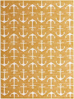Yellow 10' x 13' 1 Outdoor Coastal Rectangle Area Rug Weather Resistant for Patio, Deck, Terrace, Balcony, Porch 100% Polypropylene Coastal Decor Carpet for Sale at Rug Engine