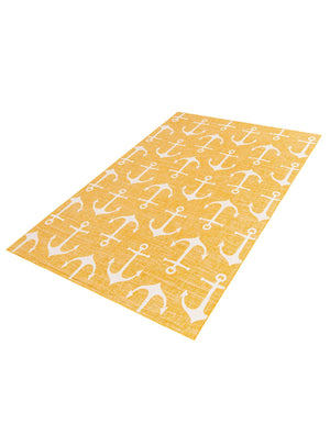 Yellow 7' 1 x 10' Outdoor Coastal Rectangle Area Rug Weather Resistant for Patio, Deck, Terrace, Balcony, Porch 100% Polypropylene Coastal Decor Carpet for Sale at Rug Engine