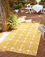 Yellow 1' 4 x 1' 4 Outdoor Coastal Sample Area Rug Weather Resistant for Patio, Deck, Terrace, Balcony, Porch 100% Polypropylene Coastal Decor Carpet for Sale at Rug Engine