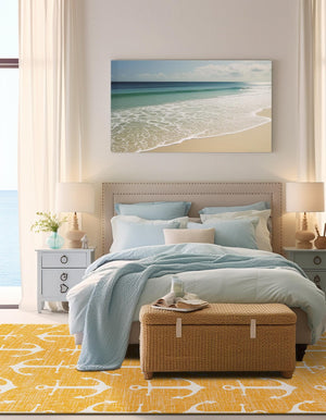 Yellow 9' x 12' Outdoor Coastal Rectangle Area Rug Weather Resistant for Patio, Deck, Terrace, Balcony, Porch 100% Polypropylene Coastal Decor Carpet for Sale at Rug Engine