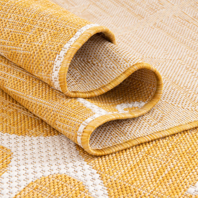 Yellow 2' x 3' 1 Outdoor Coastal Rectangle Area Rug Weather Resistant for Patio, Deck, Terrace, Balcony, Porch 100% Polypropylene Coastal Decor Carpet for Sale at Rug Engine