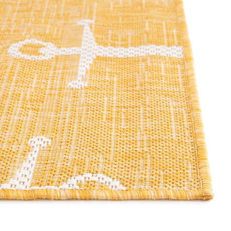 Yellow 10' x 10' Outdoor Coastal Square Area Rug Weather Resistant for Patio, Deck, Terrace, Balcony, Porch 100% Polypropylene Coastal Decor Carpet for Sale at Rug Engine