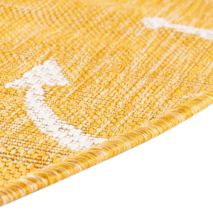 Yellow 5' 3 x 8' Outdoor Coastal Oval Area Rug Weather Resistant for Patio, Deck, Terrace, Balcony, Porch 100% Polypropylene Coastal Decor Carpet for Sale at Rug Engine