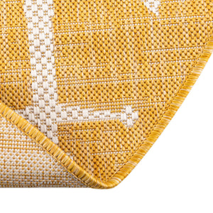 Yellow 5' 3 x 8' Outdoor Coastal Oval Area Rug Weather Resistant for Patio, Deck, Terrace, Balcony, Porch 100% Polypropylene Coastal Decor Carpet for Sale at Rug Engine