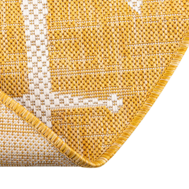 Yellow 5' 3 x 8' Outdoor Coastal Oval Area Rug Weather Resistant for Patio, Deck, Terrace, Balcony, Porch 100% Polypropylene Coastal Decor Carpet for Sale at Rug Engine