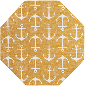 Yellow 7' 10 x 7' 10 Outdoor Coastal Octagon Area Rug Weather Resistant for Patio, Deck, Terrace, Balcony, Porch 100% Polypropylene Coastal Decor Carpet for Sale at Rug Engine