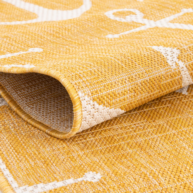 Yellow 7' 10 x 7' 10 Outdoor Coastal Octagon Area Rug Weather Resistant for Patio, Deck, Terrace, Balcony, Porch 100% Polypropylene Coastal Decor Carpet for Sale at Rug Engine