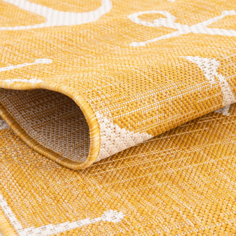 Yellow 5' 3 x 5' 3 Outdoor Coastal Octagon Area Rug Weather Resistant for Patio, Deck, Terrace, Balcony, Porch 100% Polypropylene Coastal Decor Carpet for Sale at Rug Engine