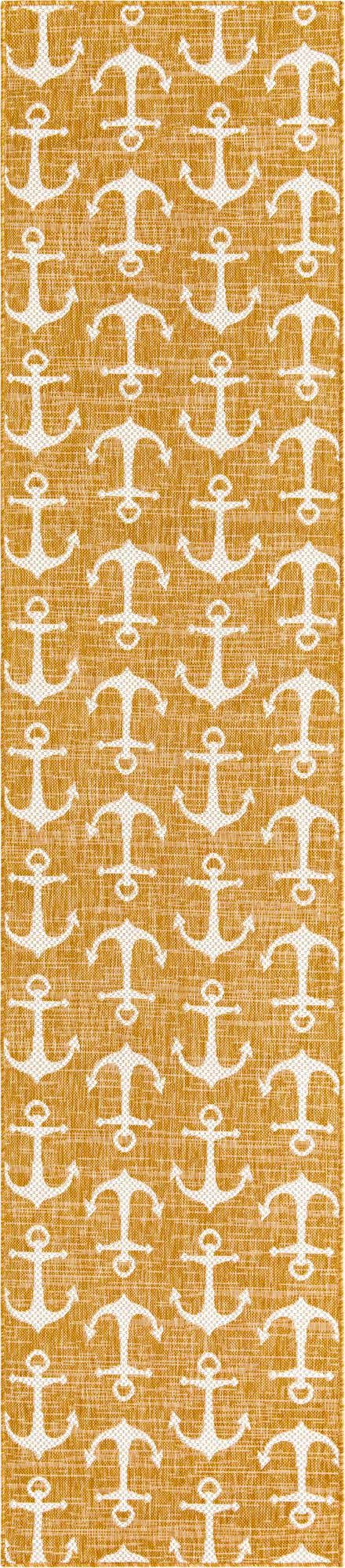 Yellow 2' 7 x 12' Outdoor Coastal Runner Area Rug Weather Resistant for Patio, Deck, Terrace, Balcony, Porch 100% Polypropylene Coastal Decor Carpet for Sale at Rug Engine