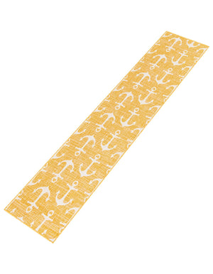 Yellow 2' x 8' Outdoor Coastal Runner Area Rug Weather Resistant for Patio, Deck, Terrace, Balcony, Porch 100% Polypropylene Coastal Decor Carpet for Sale at Rug Engine
