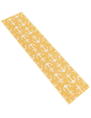 Yellow 2' x 8' Outdoor Coastal Runner Area Rug Weather Resistant for Patio, Deck, Terrace, Balcony, Porch 100% Polypropylene Coastal Decor Carpet for Sale at Rug Engine