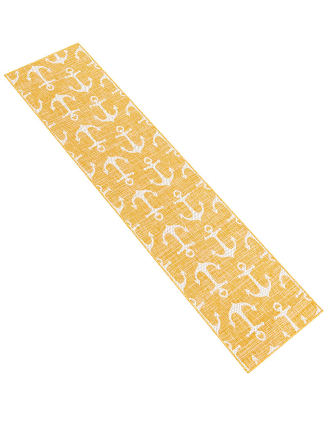 Yellow 2' x 8' Outdoor Coastal Runner Area Rug Weather Resistant for Patio, Deck, Terrace, Balcony, Porch 100% Polypropylene Coastal Decor Carpet for Sale at Rug Engine