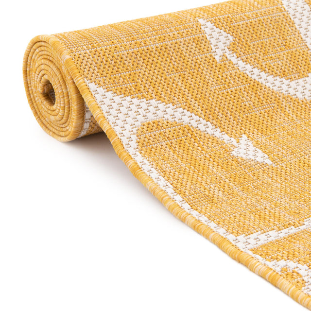 Yellow 2' x 8' Outdoor Coastal Runner Area Rug Weather Resistant for Patio, Deck, Terrace, Balcony, Porch 100% Polypropylene Coastal Decor Carpet for Sale at Rug Engine