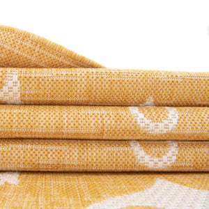 Yellow 2' x 8' Outdoor Coastal Runner Area Rug Weather Resistant for Patio, Deck, Terrace, Balcony, Porch 100% Polypropylene Coastal Decor Carpet for Sale at Rug Engine