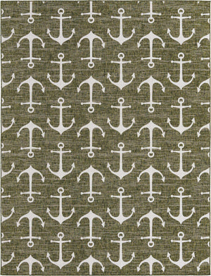 Green 9' x 12' Outdoor Coastal Rectangle Area Rug Weather Resistant for Patio, Deck, Terrace, Balcony, Porch 100% Polypropylene Coastal Decor Carpet for Sale at Rug Engine