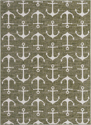 Green 7' 10 x 11' Outdoor Coastal Rectangle Area Rug Weather Resistant for Patio, Deck, Terrace, Balcony, Porch 100% Polypropylene Coastal Decor Carpet for Sale at Rug Engine
