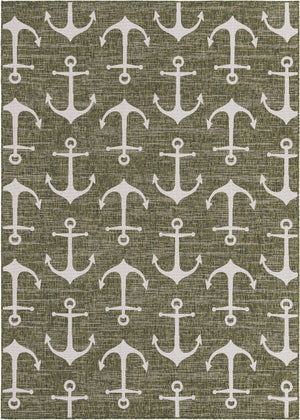 Green 7' 1 x 10' Outdoor Coastal Rectangle Area Rug Weather Resistant for Patio, Deck, Terrace, Balcony, Porch 100% Polypropylene Coastal Decor Carpet for Sale at Rug Engine