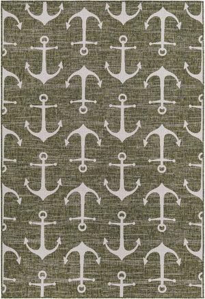 Green 6' 1 x 9' Outdoor Coastal Rectangle Area Rug Weather Resistant for Patio, Deck, Terrace, Balcony, Porch 100% Polypropylene Coastal Decor Carpet for Sale at Rug Engine